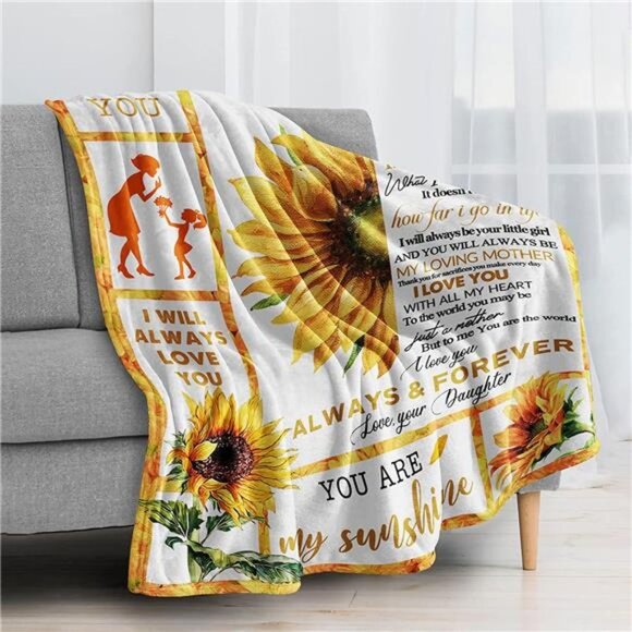 Mom Blanket Gifts for Mom from Daughter Sunflower Blanket to Mom Flannel